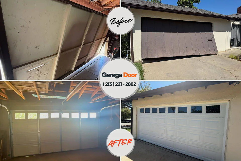 Before and after: garage door repair Bogota, NJ